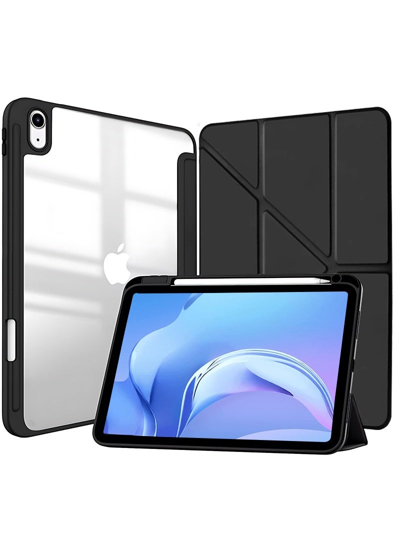 Theodor حافظة لجهاز iPad (A16) الجيل 11 بحجم 11 بوصة 2025 حافظة لجهاز iPad الجيل 10 حافظة 2022 لجهاز iPad 10 مع حامل قلم 8 زوايا قابلة للطي استيقاظ/نوم تلقائي غلاف شفاف خلفي مع حامل قلم غطاء ذكي لجهاز iPad 11" الجيل 11 2025/10.9" لجهاز iPad الجيل 10 2022 - أسود - Image 1